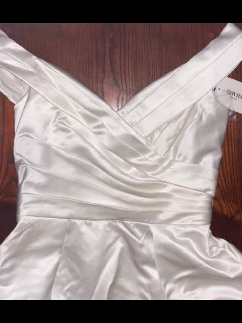 Db Edit Off-Shoulder Cream Wedding Gown with Front Slit Size 6 Nwt - Picture 6 of 10